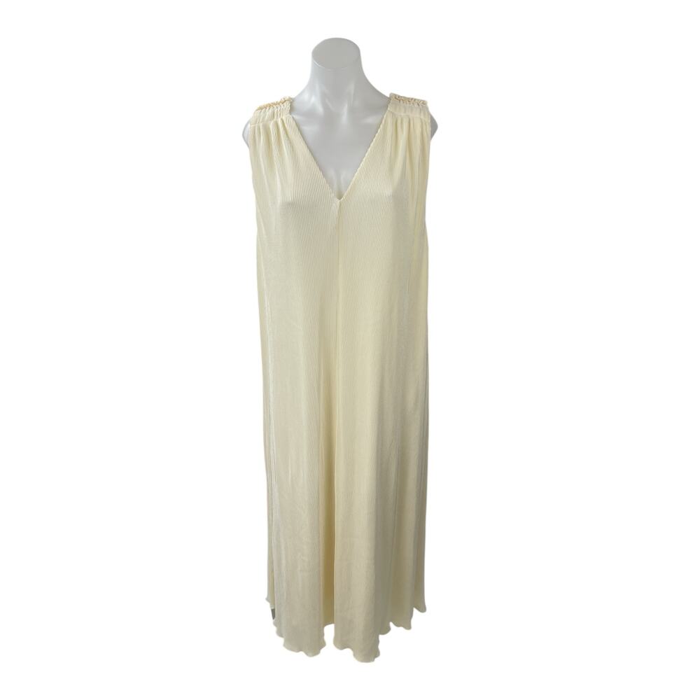 NEW Darling Women's Cream Ribbed V Neck Sleeveless Maxi Straight Slip Dress Sz S